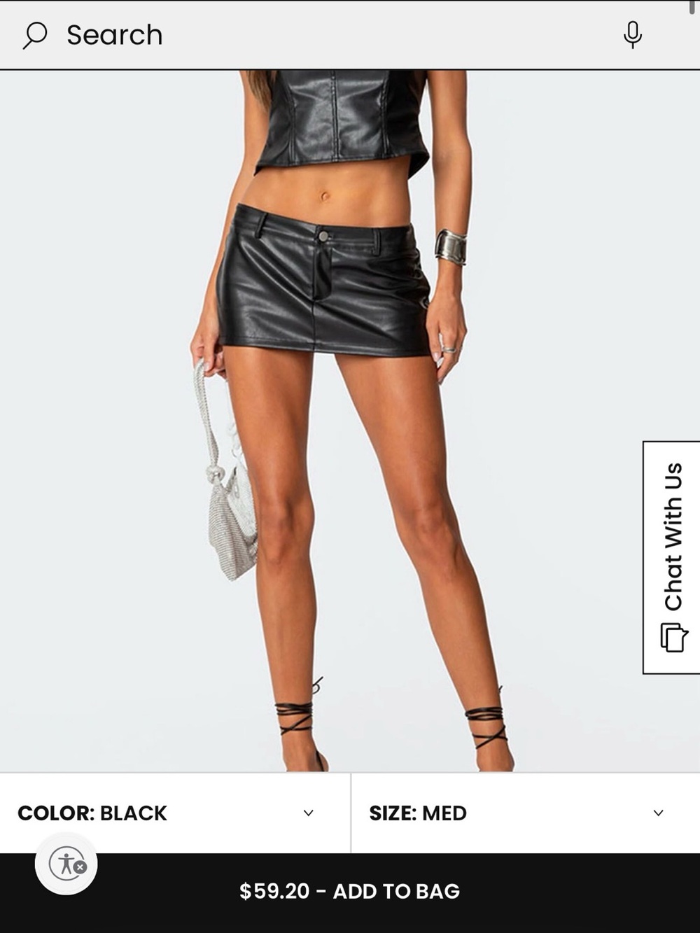 EDIKTED Black Faux Leather Mini Skirt - Women's Stylish Short Skirt
